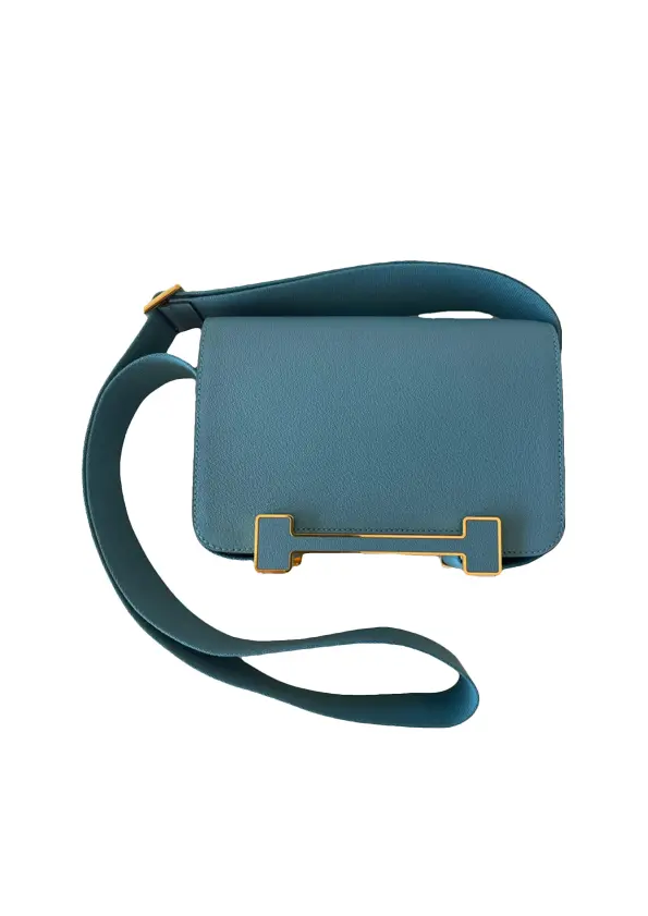 Geta leather handbag hermes blue in leather