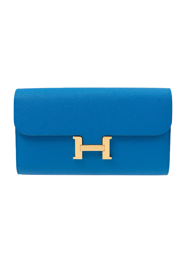 Hermes blue lzmir epsom leather palladium plated constance long