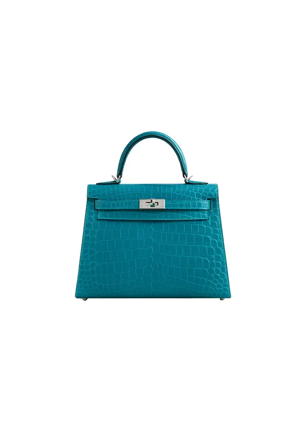 Hermes Mini Kelly II Bag 7f Blue Paon Matte Alligator PHW 