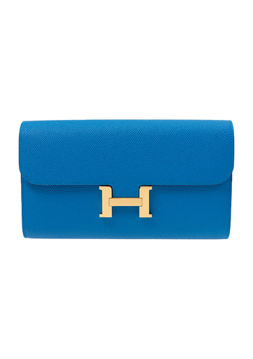 Hermes blue lzmir epsom leather palladium plated constance long