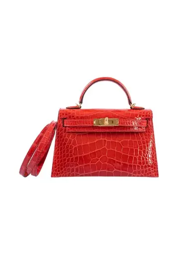 A shiny braise alligator mini kelly 20 II with gold