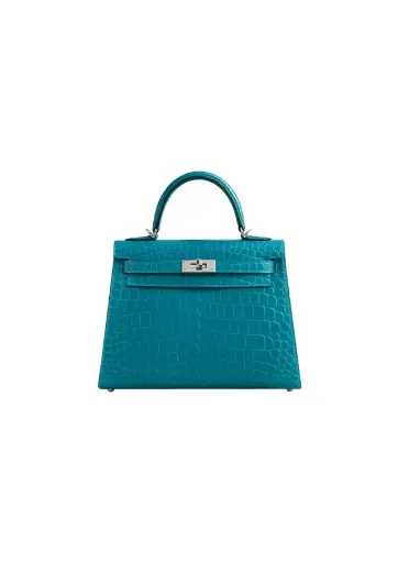 Hermes Mini Kelly II Bag 7f Blue Paon Matte Alligator PHW 
